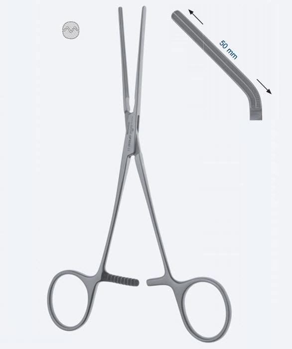 Зажими судинні Dardik, для периферичних судин, зубці Dardik, вигнуті на 45°, довж щелепи 50 мм, довжина 155 мм. Бренд - Asanus Medizintechnik Gmb, Німеччина